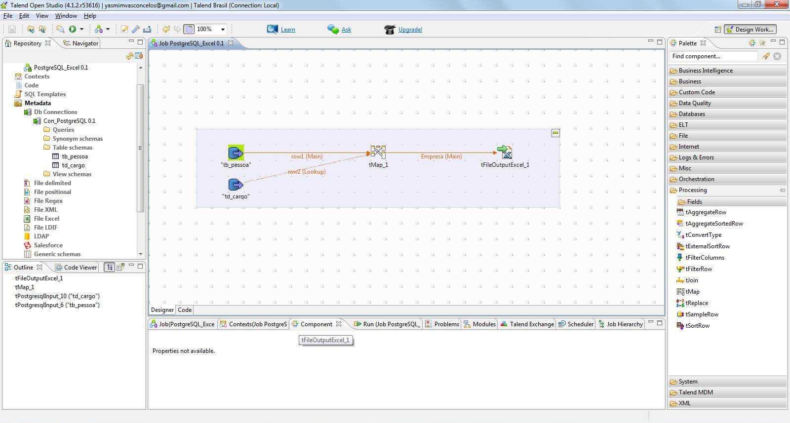 talend excel postgresql